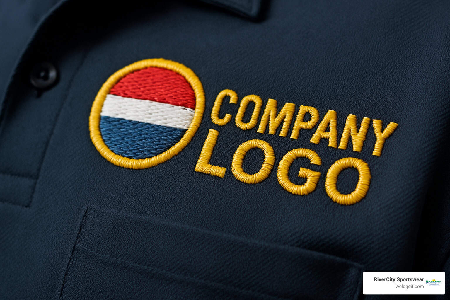 close-up embroidered logo stitching - embroidered uniforms close-up embroidered logo stitching - embroidered uniforms